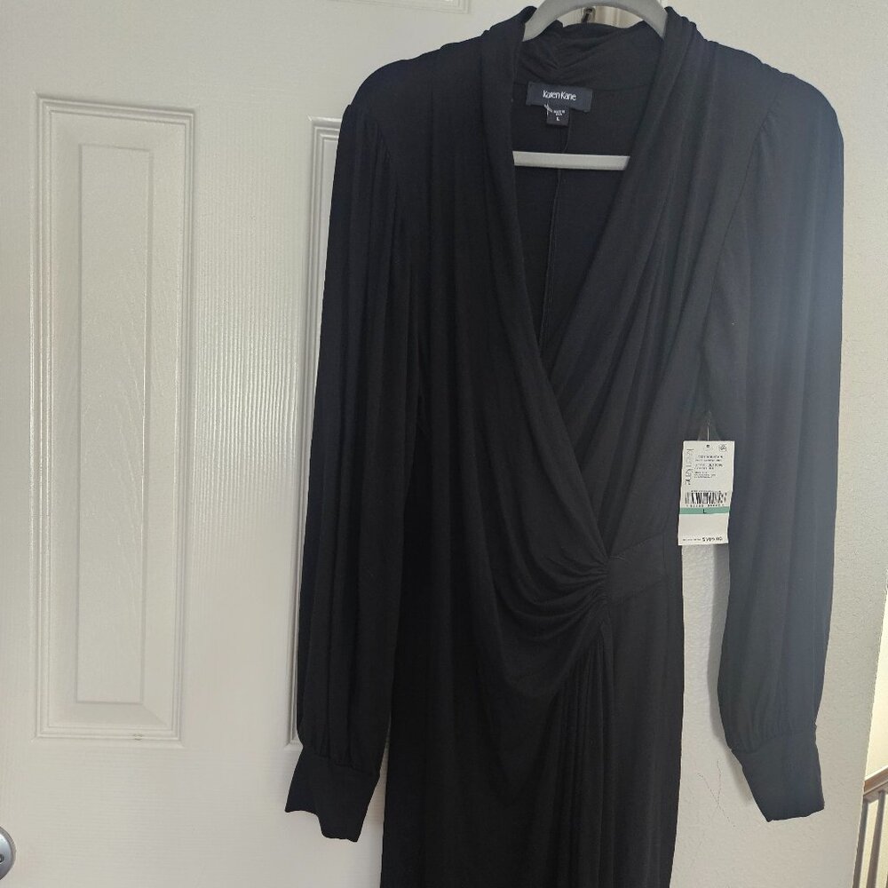 Karen Kane  Cascade Wrap dresses black sizes L for woman's New - Picture 2 of 7